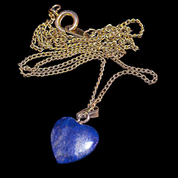 Lapis lazuli Stone Heart and Gold Chain Necklace