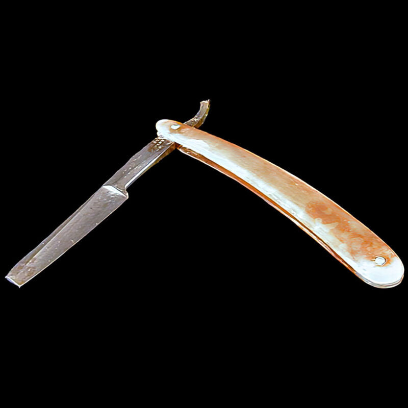 Mottled handle Straight Edge Razor