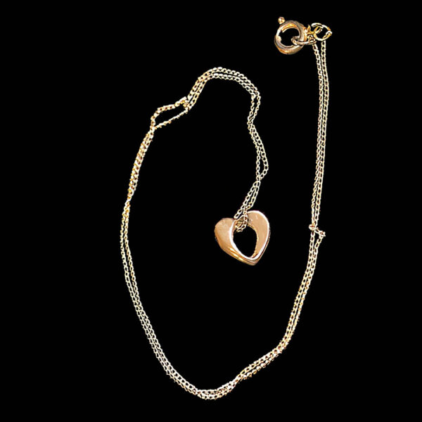 Necklace with Gold Heart Pendant and Gold Chain.