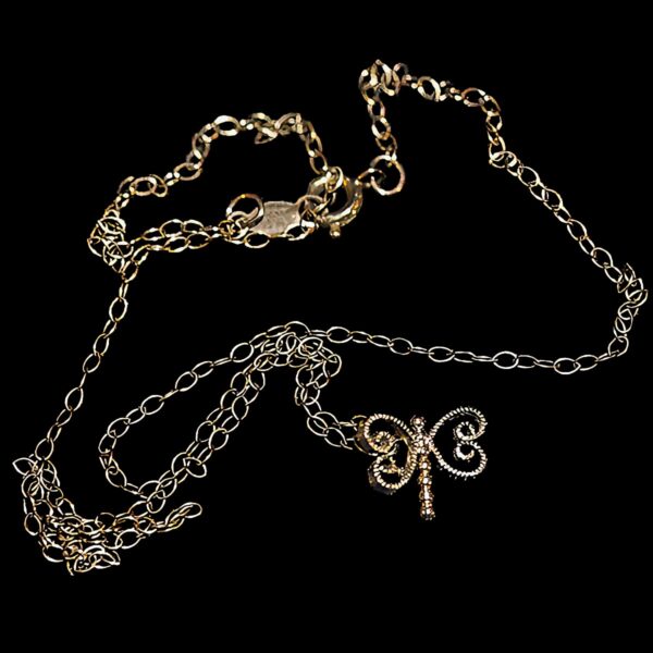 Gold Butterfly Pendant on a Gold Chain Necklace