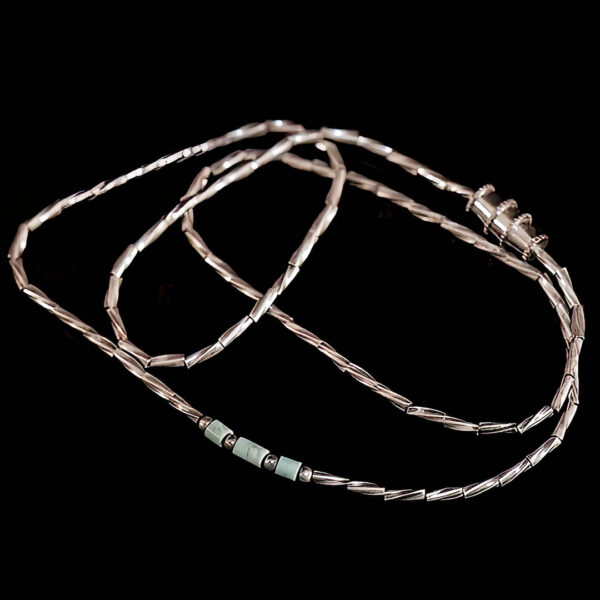 Sterling Silver Bead Links with Stone Beads Handcrafted Necklace.