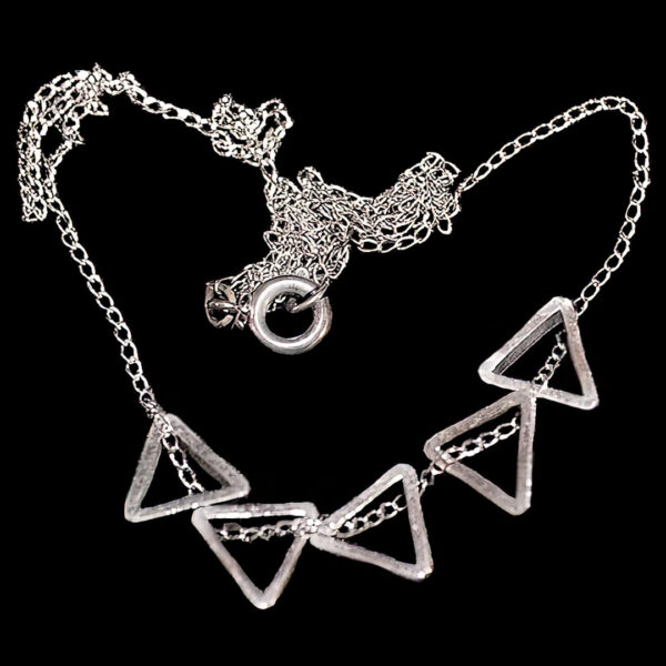 Silver Five Triangles Necklace
