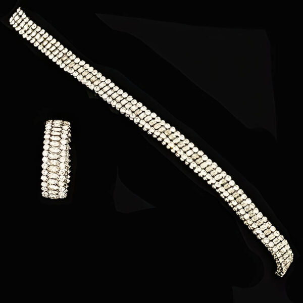 Silver Crystal Rhinestone Choker Necklace and matching Bracelet