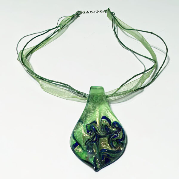 Murano Tear Drop Glass Pendant Necklace