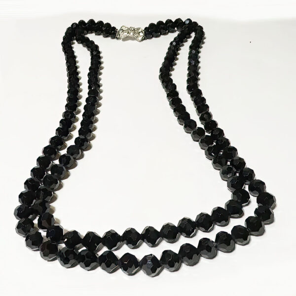 Black Glass Bead Antique Jet Necklace