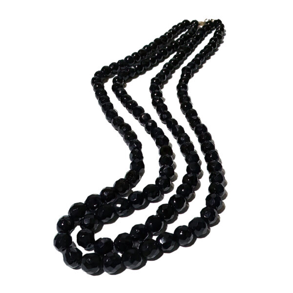 Black Glass Bead Antique Jet Necklace
