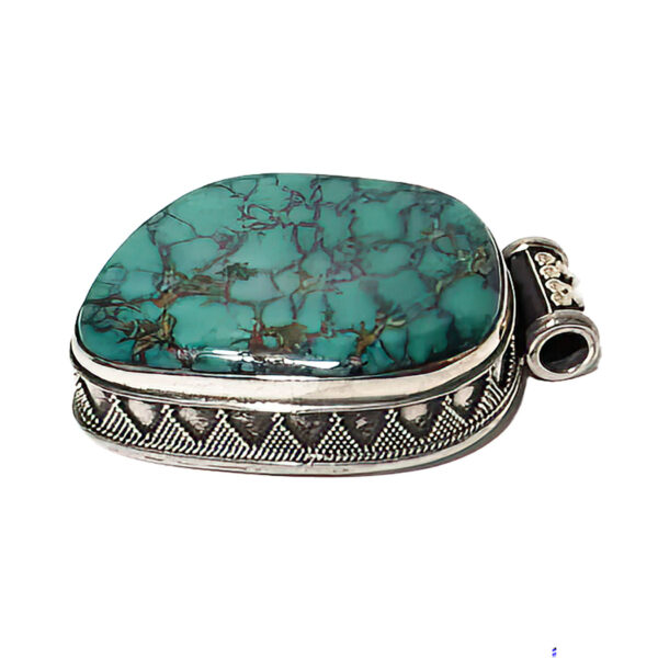 Modern Sterling Silver Turquoise Stone Pendant Jewelry