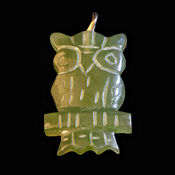 Vintage Stone Green Jade Owl Pendant