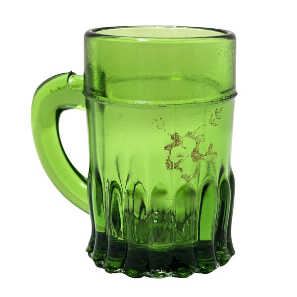 EAPG Puritan Mug, Westmoreland Specialty Glass Company, green glass