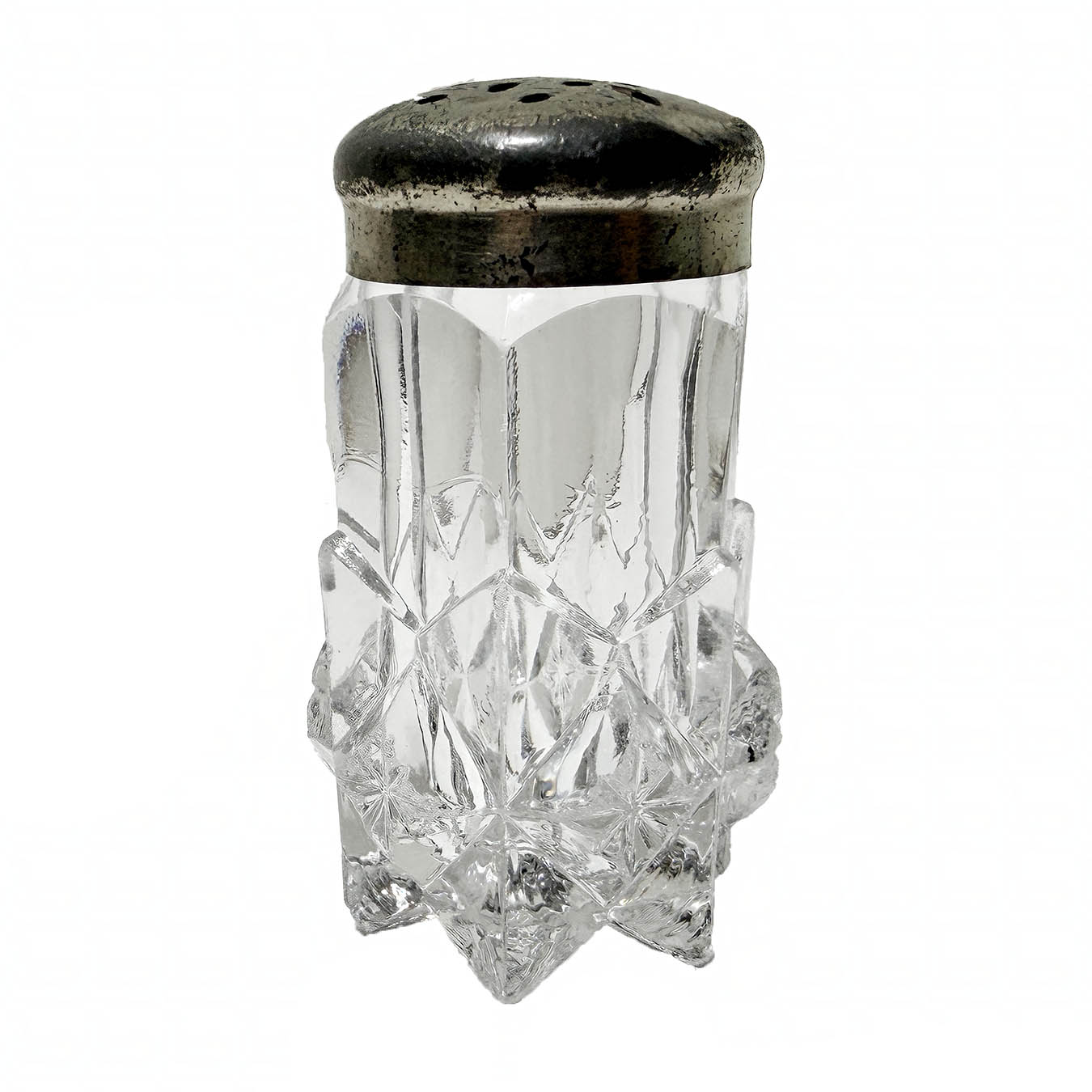 EAPG O'Hara's Diamond Salt Shaker, United States Glass Company, crystal glass, clear