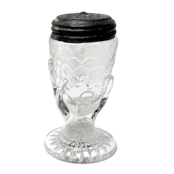 EAPG Hand and Fishscales Salt Shaker, Central Glass Company, crystal glass