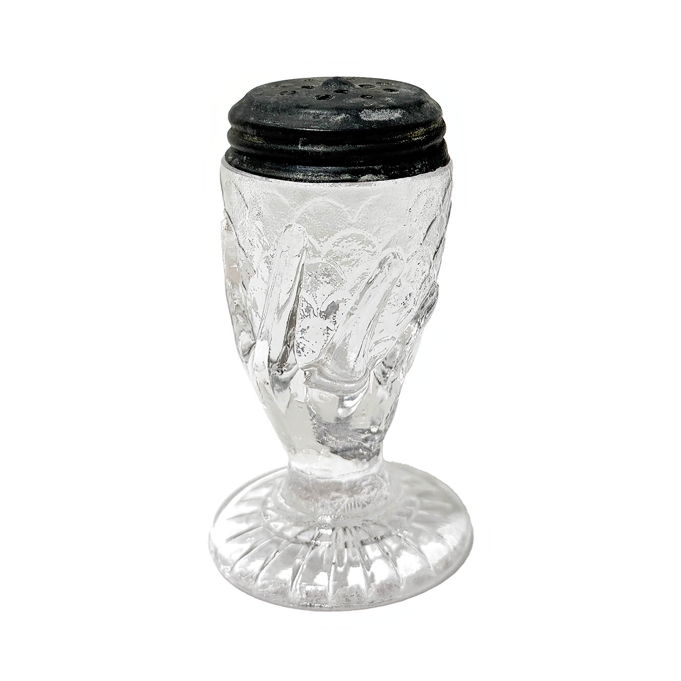 EAPG Hand and Fishscales Salt Shaker, Central Glass Company, crystal glass