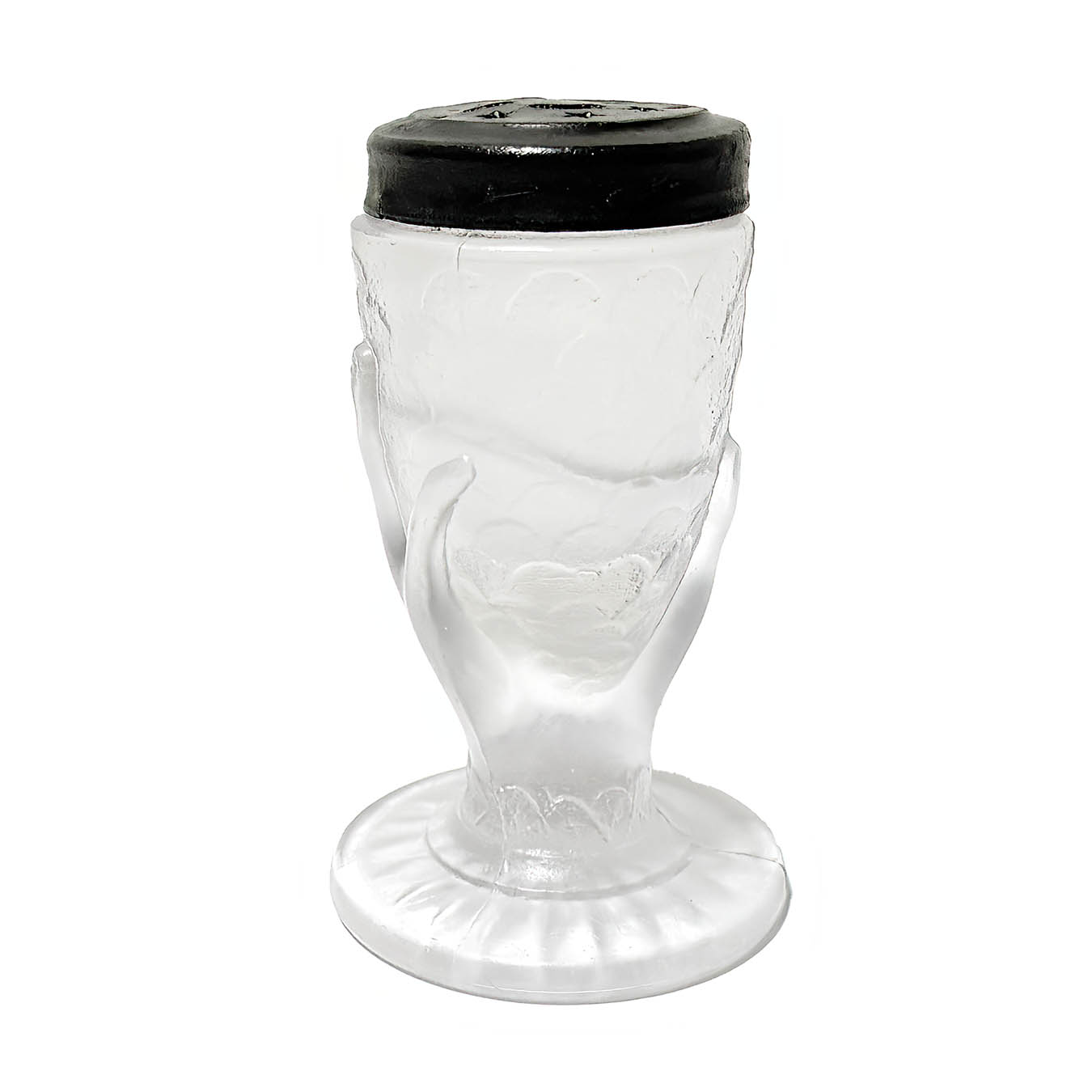 EAPG Hand and Fishscales Salt Shaker, Central Glass Company, frosted glass